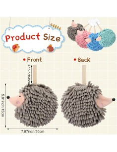 4 Toallas de Mano Chenille Erizo SmoothNovelty Absorbentes 2