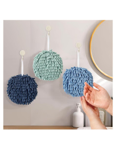 3 Toallas de Mano Chenilla Meirrnyyu - Verde Menta, Azul Claro, Azul