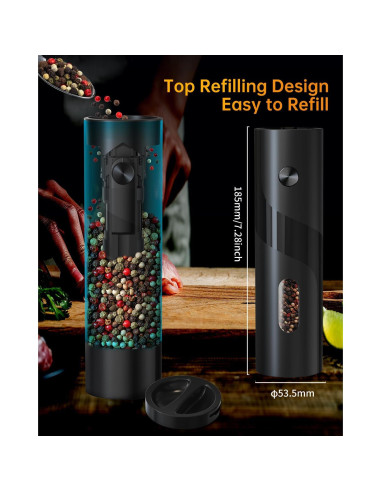 Molinillo de Pimienta Eléctrico CIRCLE JOY 110ml Negro