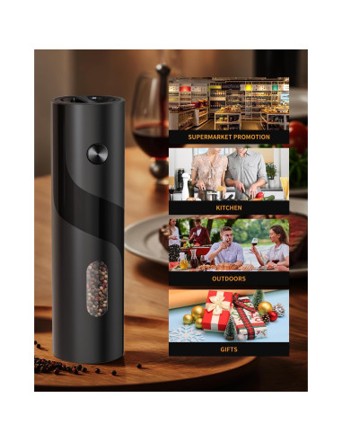 Molinillo de Pimienta Eléctrico CIRCLE JOY 110ml Negro