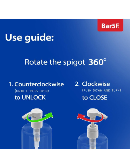 Botella de bomba Bar5F 1L clara para champú y loción