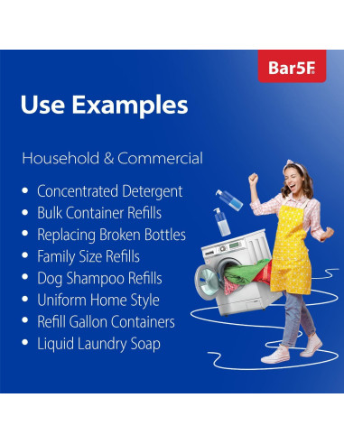 Botella de bomba Bar5F 1L clara para champú y loción