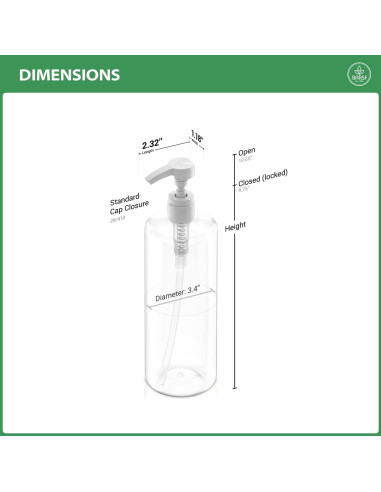 Botella de bomba Bar5F 1L clara para champú y loción