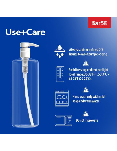 Botella de bomba Bar5F 1L clara para champú y loción