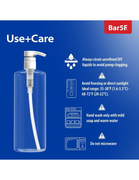 Botella de bomba Bar5F 1L clara para champú y loción