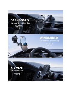 Soporte para Teléfono de Coche Lamicall 3-en-1 Negro 2