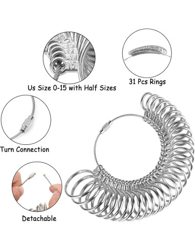 Kit de Medición de Tamaño de Anillo Accmor - 31 Piezas
