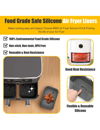 Forros de Silicona MMH para Freidora de Aire 6-8QT Gris