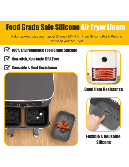 Forros de Silicona MMH para Freidora de Aire 6-8QT Gris
