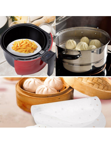 100 Forros de Freidora de Aire Vancens 23 cm Antiadherentes