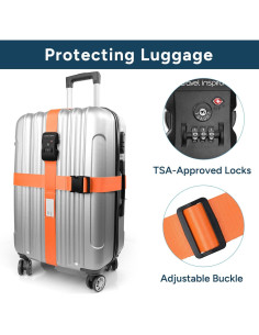 Correas de Equipaje Travel Inspira Naranja Ajustables 120-205 cm 2