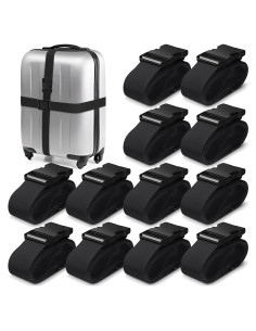 Correas de Equipaje Eccliy 12 Piezas Ajustables 100-188 cm Negro