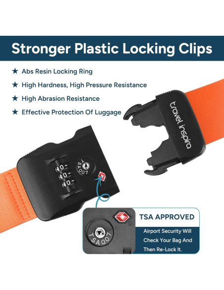 Correas de Equipaje Travel Inspira Naranja Ajustables 120-205 cm