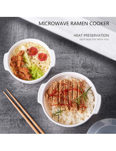Zdesign Tazón Cocedor de Ramen 1.5L Microondas Blanco
