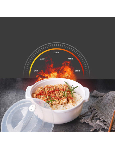 Zdesign Tazón Cocedor de Ramen 1.5L Microondas Blanco