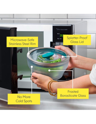 Anyday Juego de Almacenamiento de Alimentos Vidrio 4 Piezas