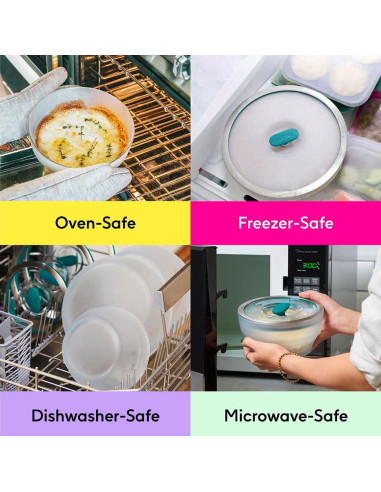 Anyday Juego de Almacenamiento de Alimentos Vidrio 4 Piezas