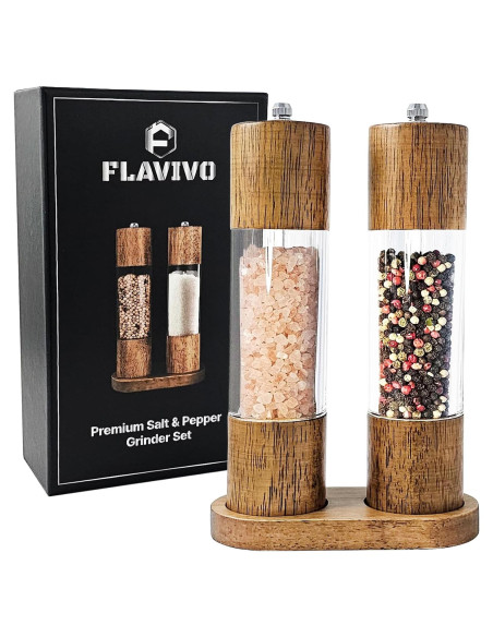Juego de Molinillos de Sal y Pimienta FLAVIVO 20 cm Madera