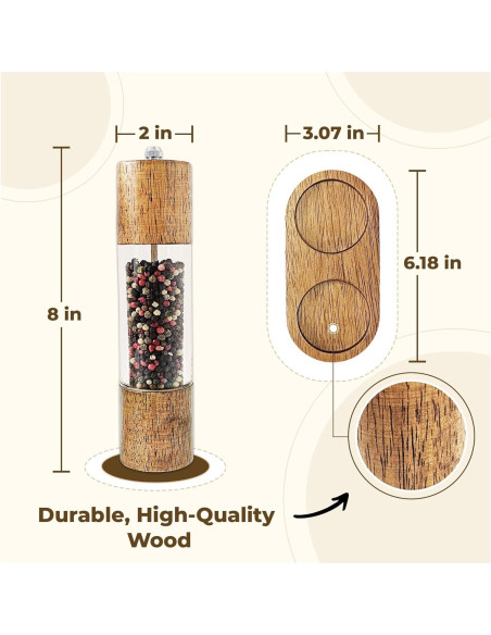 Juego de Molinillos de Sal y Pimienta FLAVIVO 20 cm Madera