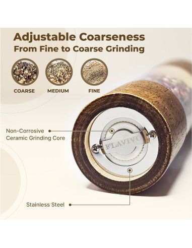 Juego de Molinillos de Sal y Pimienta FLAVIVO 20 cm Madera