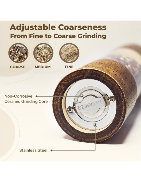 Juego de Molinillos de Sal y Pimienta FLAVIVO 20 cm Madera