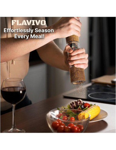 Juego de Molinillos de Sal y Pimienta FLAVIVO 20 cm Madera