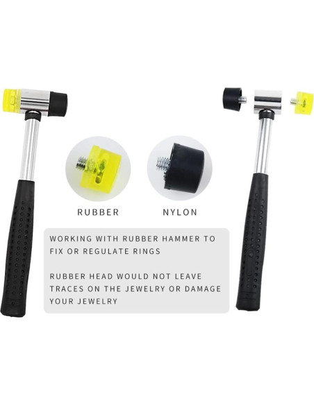 Kit de Herramientas para Joyería NIUPIKA - Martillo de Goma y Mandril de Madera