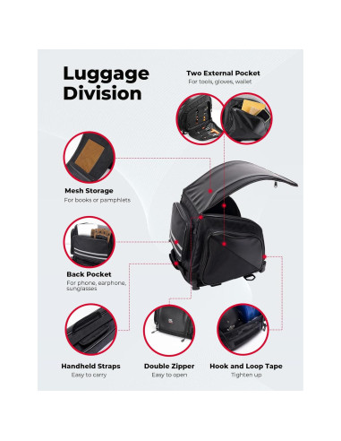 Bolsa de Cola de Motocicleta KEMIMOTO 40-50L Impermeable