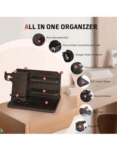 Organizador de Mesita de Noche Madera 1TG Tactical Ajustable