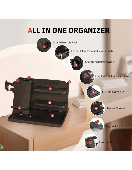 Organizador de Mesita de Noche Madera 1TG Tactical Ajustable