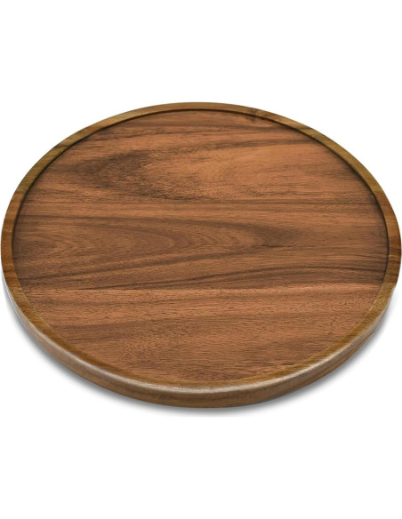 2 Bandejas Redondas de Madera de Acacia 20 cm SUZLFTDZSW