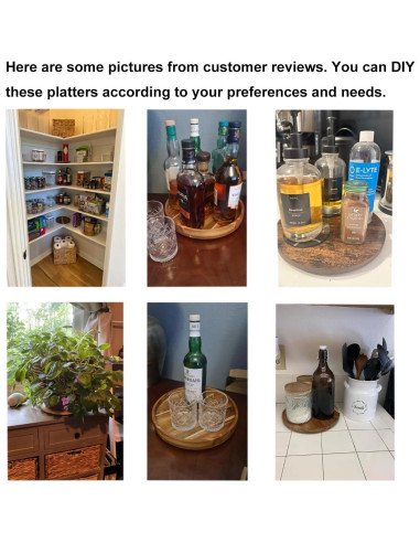 2 Bandejas Redondas de Madera de Acacia 20 cm SUZLFTDZSW