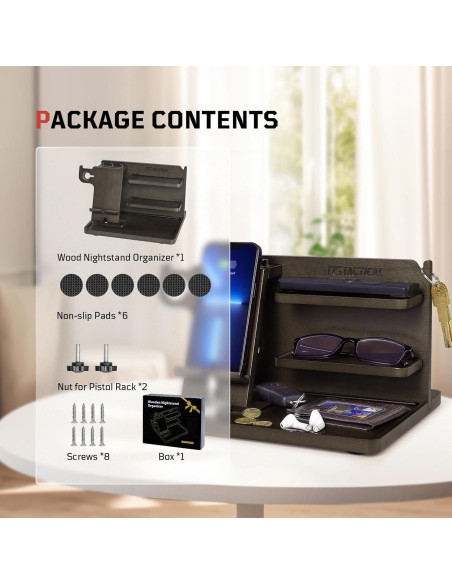 Organizador de Mesita de Noche Madera 1TG Tactical Ajustable