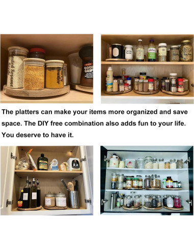 2 Bandejas Redondas de Madera de Acacia 20 cm SUZLFTDZSW