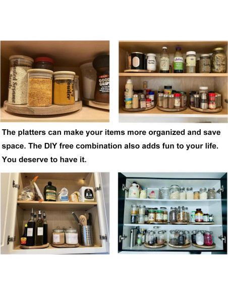 2 Bandejas Redondas de Madera de Acacia 20 cm SUZLFTDZSW