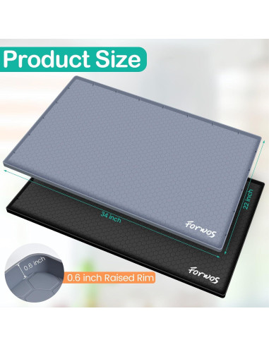 Alfombrilla Impermeable FORWOS 86,36x55,88 cm Gris