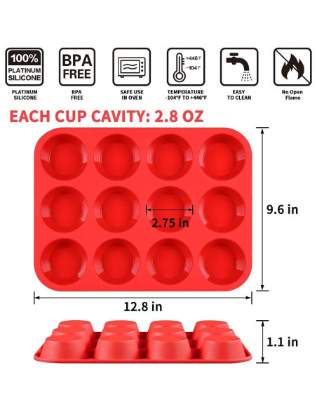 Molde de Silicona para Muffins CAKETIME 12 Tazas Antiadherente