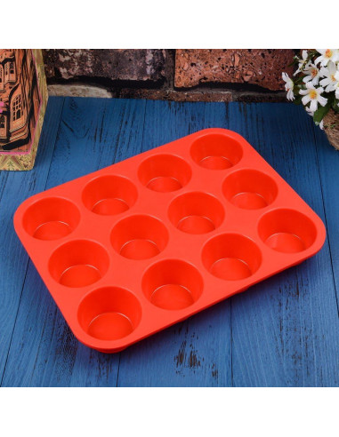 Molde de Silicona para Muffins CAKETIME 12 Tazas Antiadherente