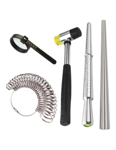 Kit de Medición de Tallas de Anillo YIEPET - 27 Anillos y Martillo