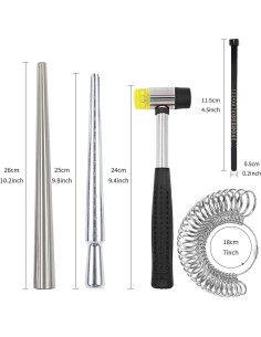 Kit de Medición de Tallas de Anillo YIEPET - 27 Anillos y Martillo 2