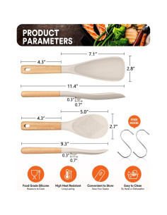 Cuchara de Cocina y Cucharón Silicona Badiano Caqui 29cm 2