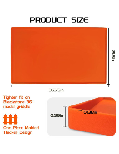 Alfombrilla de silicona Beofinest para plancha 36" Naranja
