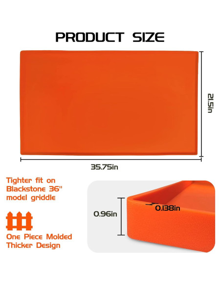 Alfombrilla de silicona Beofinest para plancha 36" Naranja