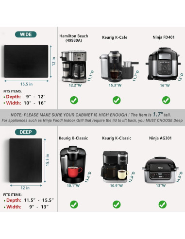 Deslizador de encimera ANBOXIT de madera 39x30 cm negro