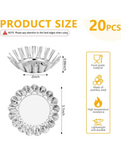Moldes para Tartas OBTANIM 20 Pcs Acero Inoxidable 7.6 cm 2