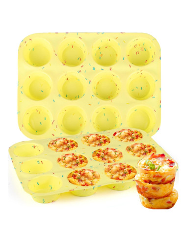 Moldes de Silicona para Cupcakes Vodolo 12 Tazas Antiadherentes