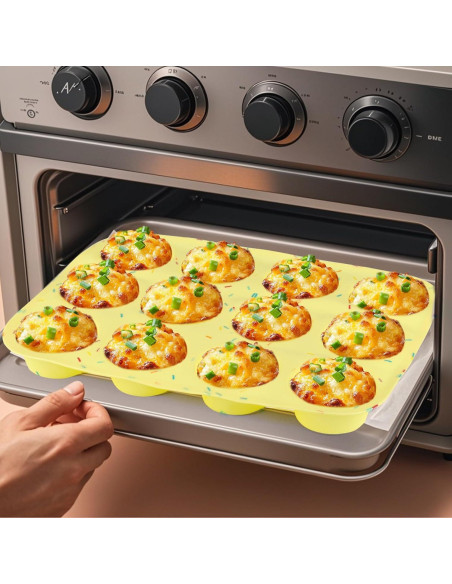 Moldes de Silicona para Cupcakes Vodolo 12 Tazas Antiadherentes Moldes de Silicona para Cupcakes Vodolo 12 Tazas Antiadherentes