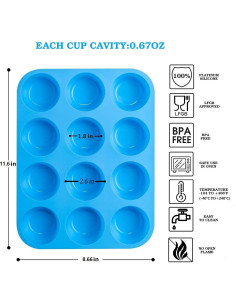 Molde de Silicona para Muffins JEWOSTER 12 Tazas Rojo 2