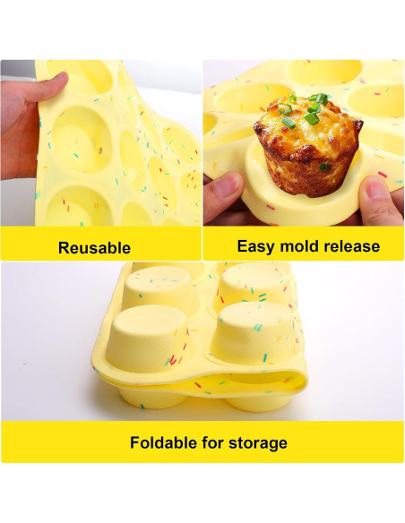 Moldes de Silicona para Cupcakes Vodolo 12 Tazas Antiadherentes Moldes de Silicona para Cupcakes Vodolo 12 Tazas Antiadherentes