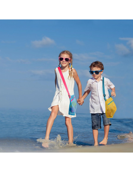 Bolsa de Conchas de Playa MUYIZI Amarilla Malla 24x22x8 cm